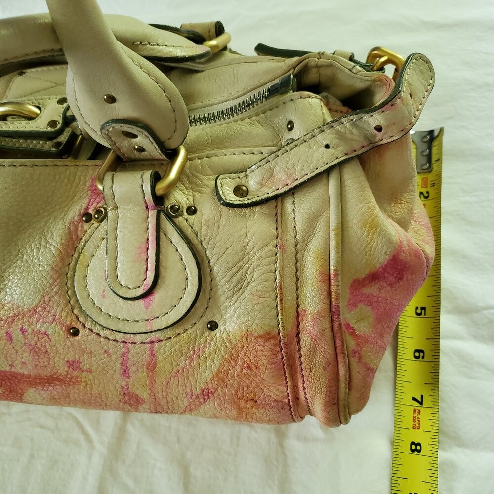 Chloe Leather purse lock bag dyed painted pink white yellow beige orange ivory - Picture 14 of 14